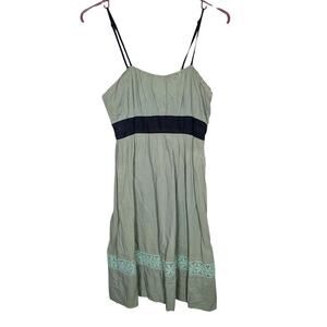 Criss Cross Sage Green & Black Lined Sleeveless Sundress, Size Small